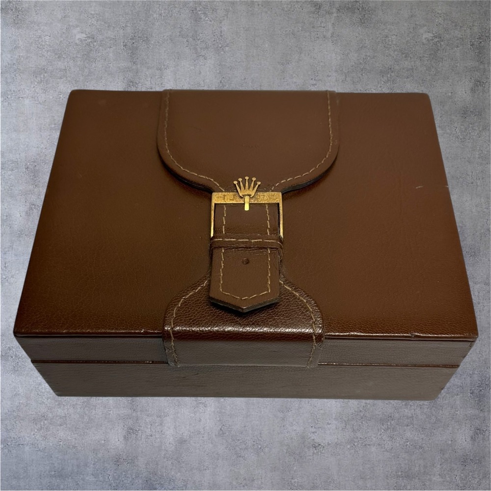 Rolex Watch Box Brown 71.00.06 Vintage Leather Wood Case